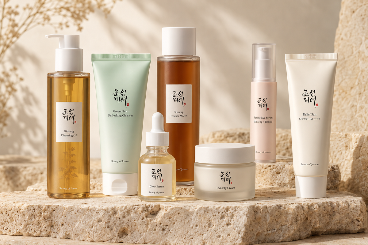 CHELLAVIVA 7-step Beauty of Joseon ritual with cleansing oil, cleanser, essence water, glow serum, dynasty cream, eye serum and Relief Sun SPF50+